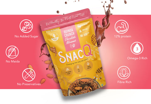 SnacQ Quinoa Crunch (Chocolate Almond) horizontal banner