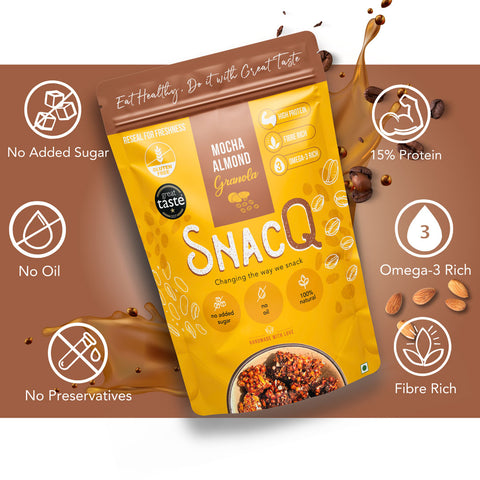 SnacQ mocha almond granola square banner
