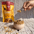 Eat healthy with SnacQ berries and nuts granola square banner