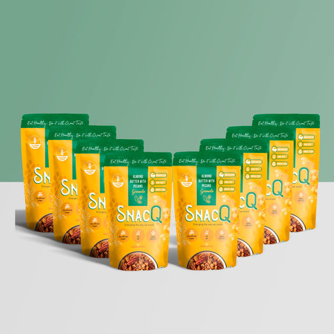 SnacQ almond butter with pecans granola pack of 8